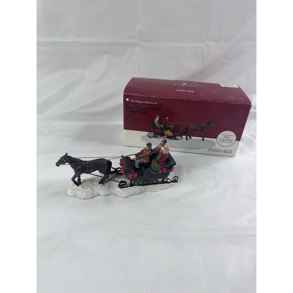 St Nicholas Square Village Collection SLEIGH RIDE Horse Drawn Carriage In box - Picture 2 of 9